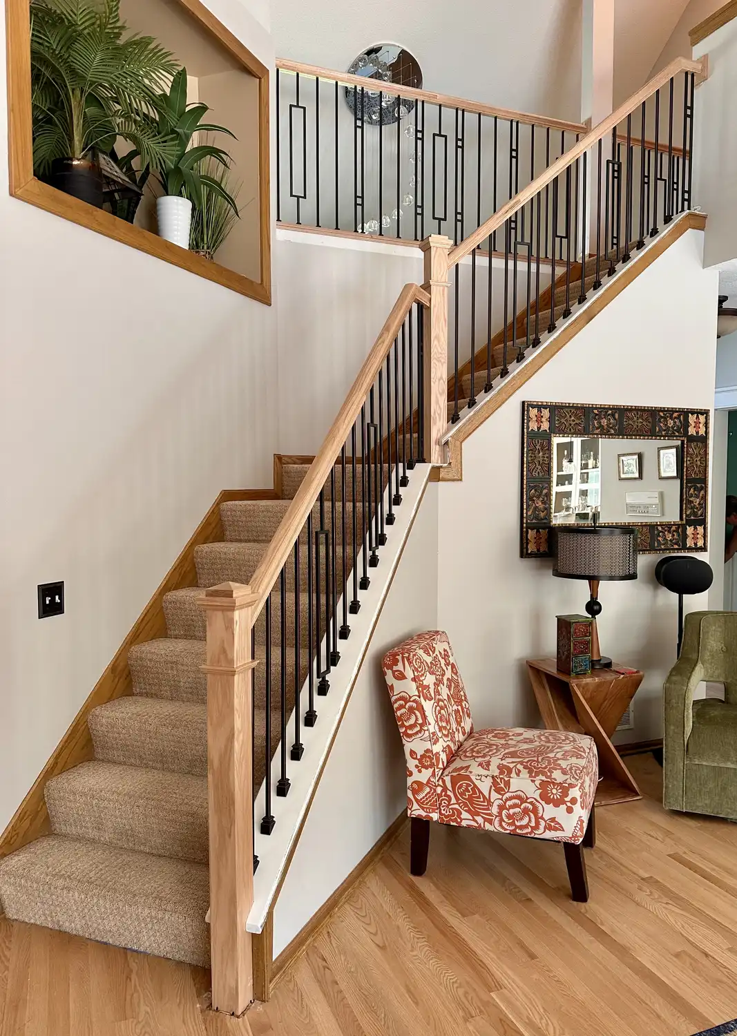 Finished interior trim and stair detail by Bond Trim LLC